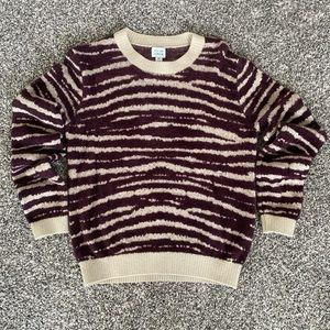 Evereve Peyton Jensen Maroon & Tan Zebra Print Sweater